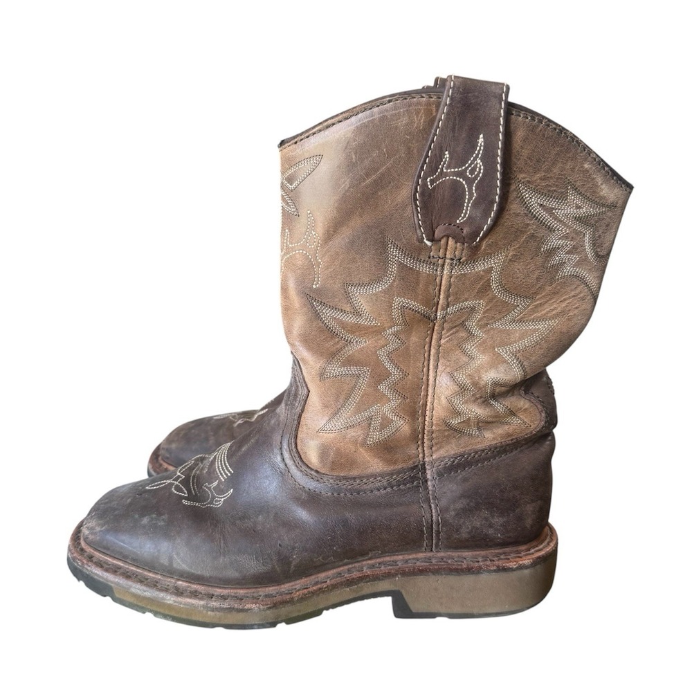 Cabela's Boots Mens Size 8 Brown Leather Western Square Toe Pull On Mid Calf